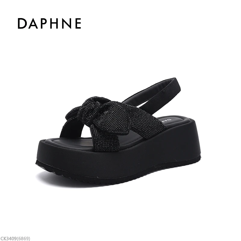 达芙妮女鞋休闲鞋2025夏季新款水钻露趾凉鞋时装凉鞋一字拖经典LL