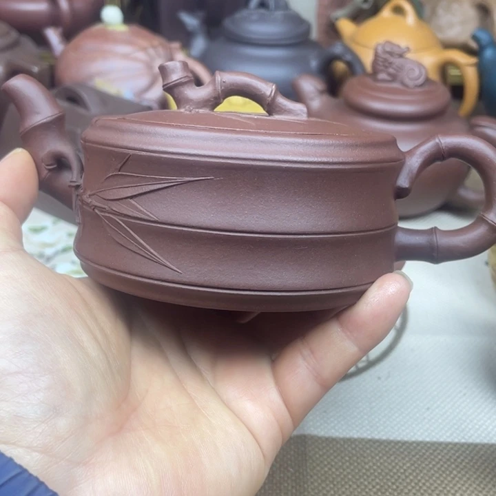 茶壶紫砂紫砂壶紫泥变竹段210cc