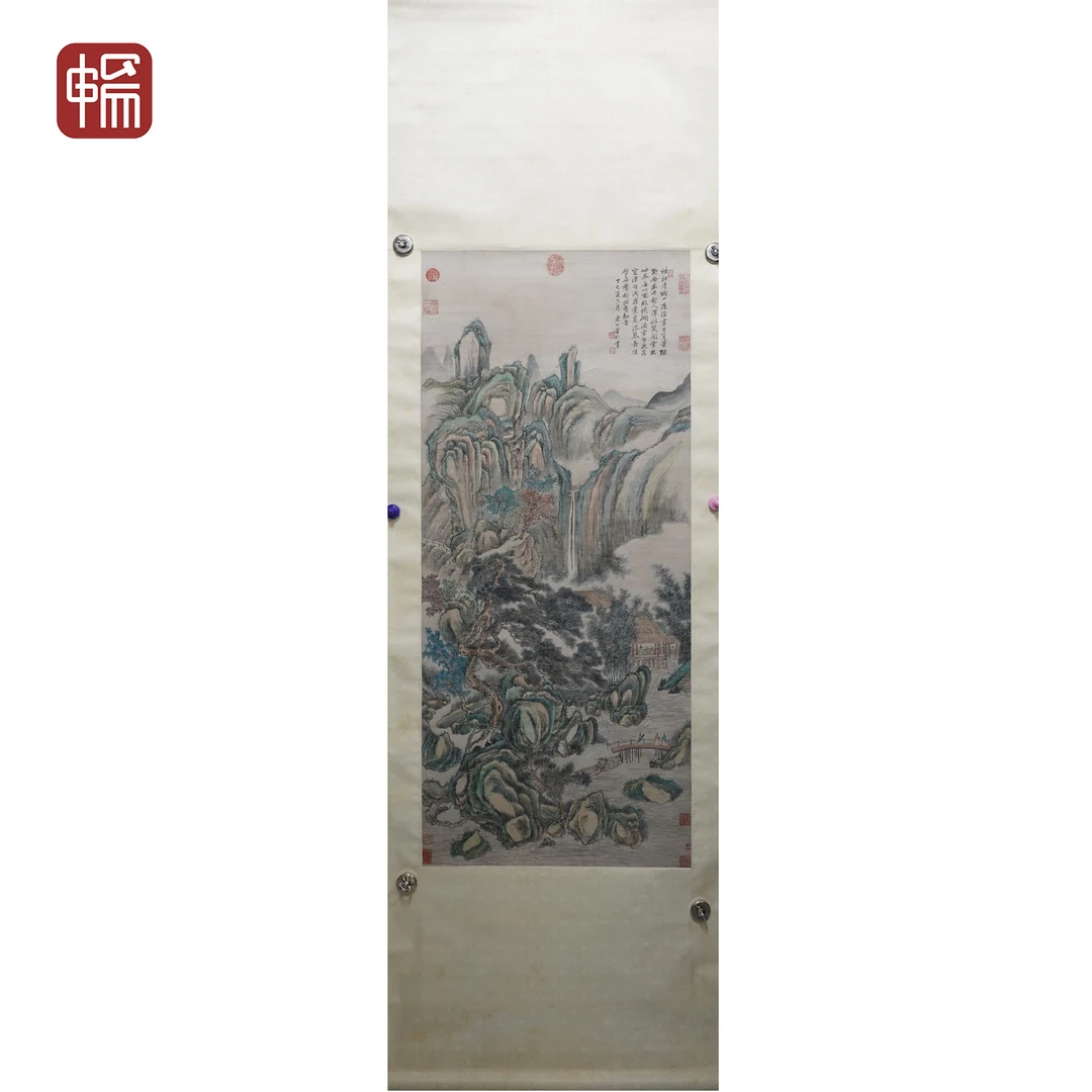 T1220 清代 《青绿山水图》董邦达 123*54（5.9平尺）纸本立轴  YQ
