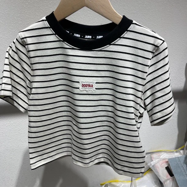 1113儿童短款条纹卡腰T恤