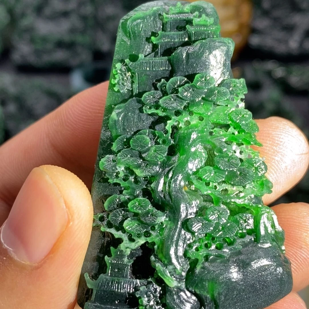 定制翡翠未镶嵌天然翡翠A货山水