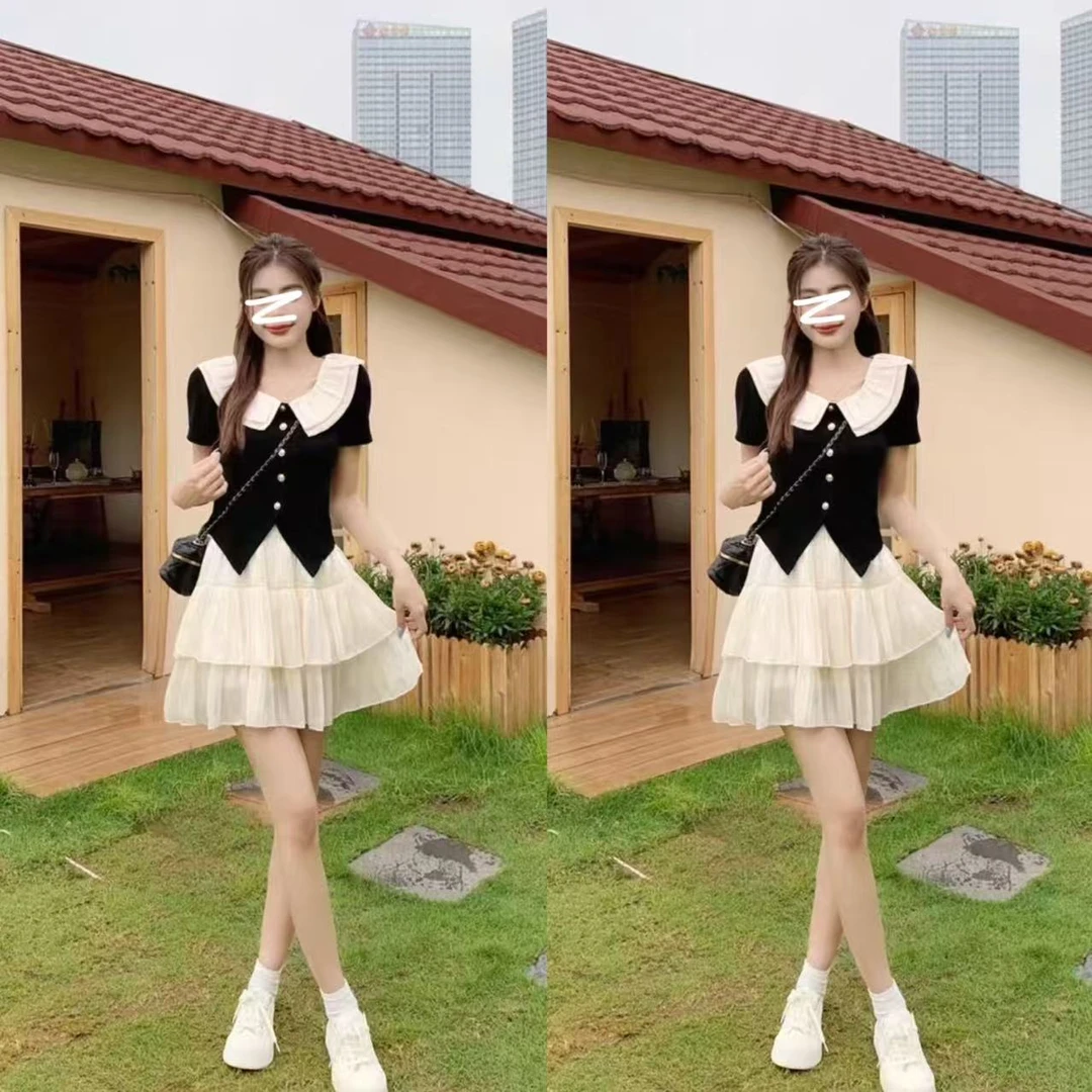 2025夏季新款【初恋双生花】小香风娃娃领绝美小众设计9315