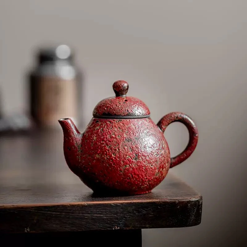 卢大师正品授权手作铁陶万紫千红满山红紫红赤铁釉海棠壶