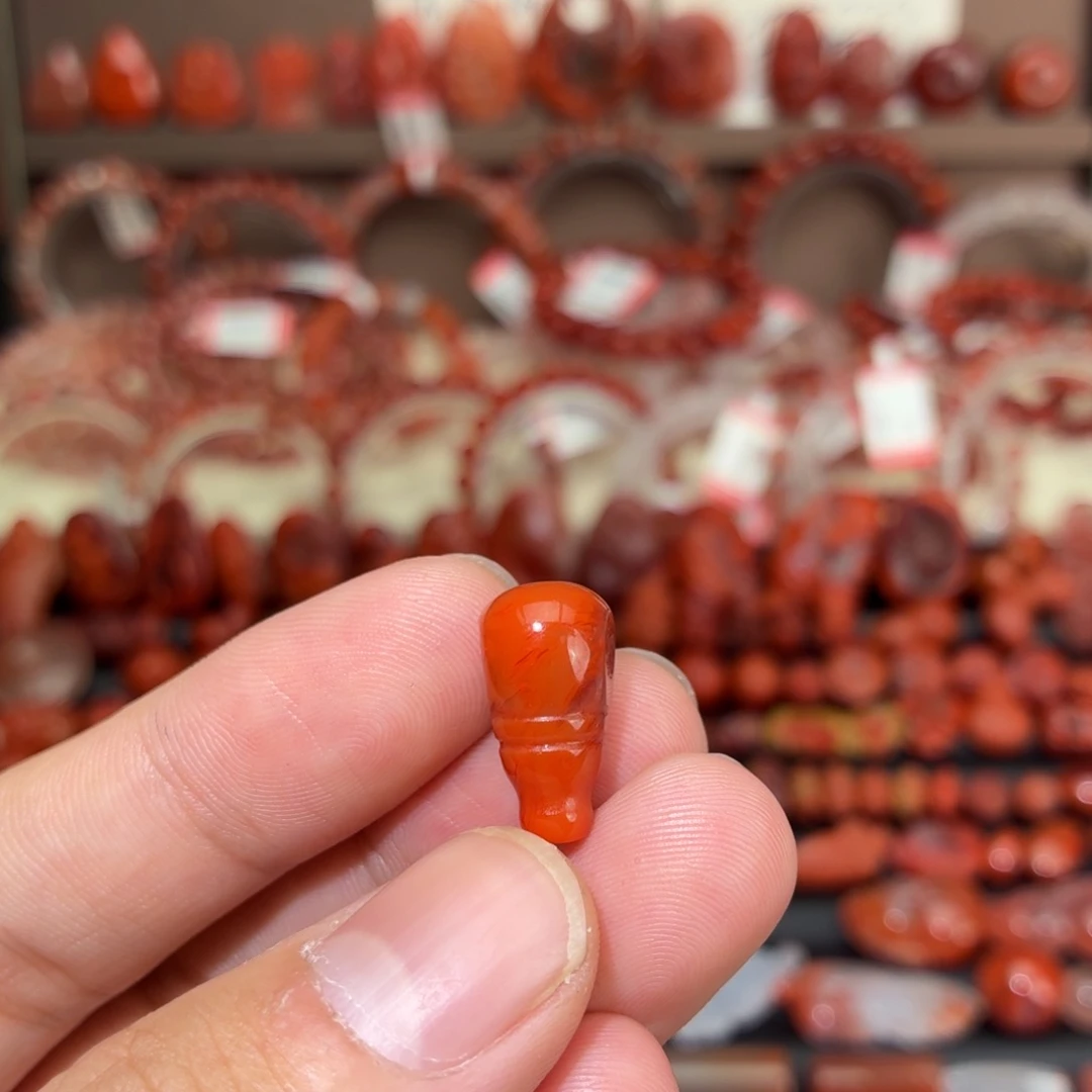南红玛瑙未镶嵌颈饰火焰纹三通