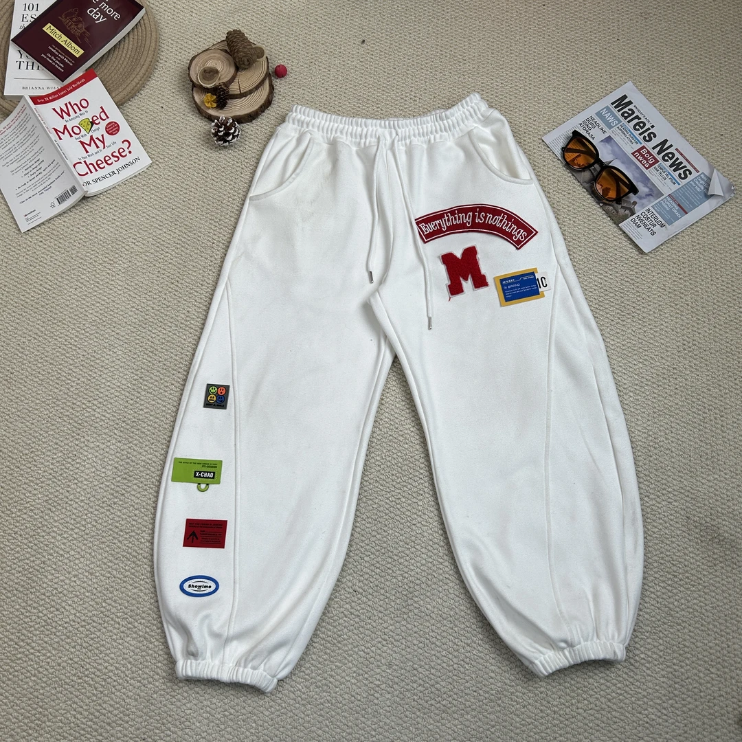 2024秋冬季新款格子加厚休闲裤束脚裤8414