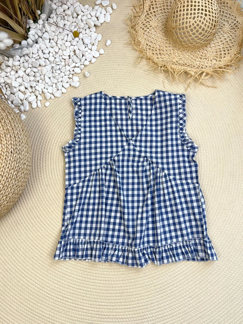 【全额运补】纯棉夏季色织木耳边宽松凉快背心舒适文艺无袖上衣女