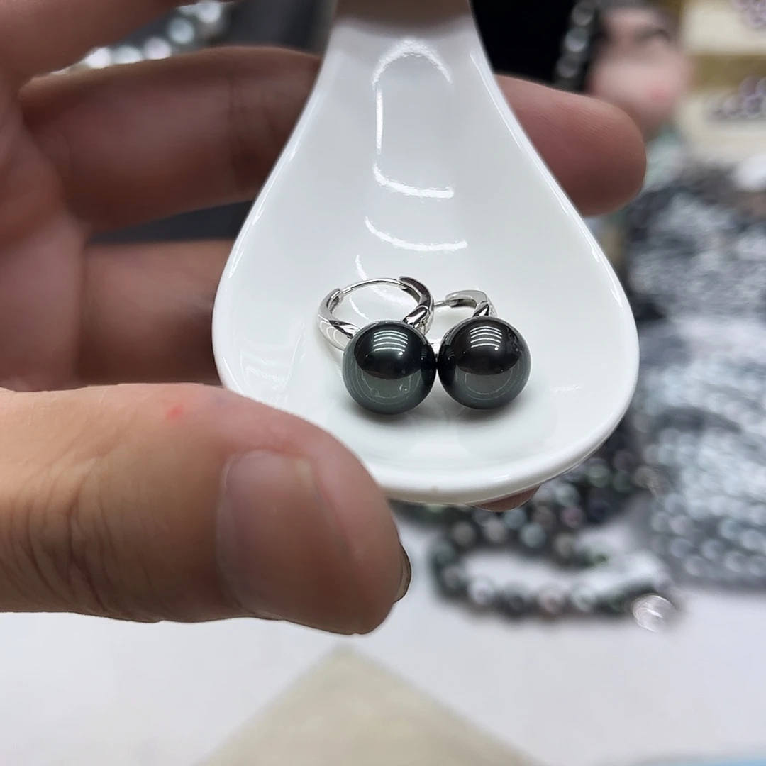 银S925镶嵌海水珍珠耳饰