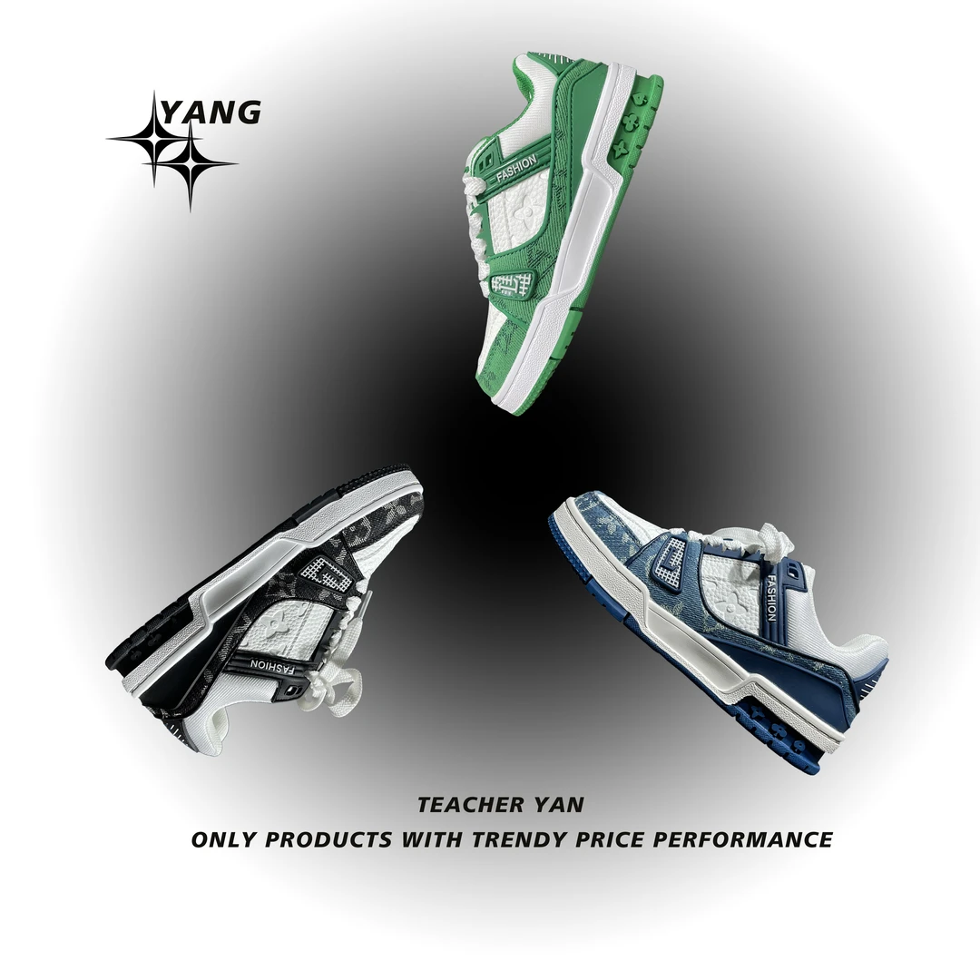 【YANG】潮童//TR老花魔术贴儿童轻奢时尚低帮黑白经典百搭板鞋童鞋