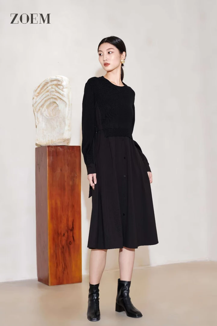 Pada&ZM【拼接连衣裙】法式气质高级感拼接连衣裙 4075 Hi Fortune