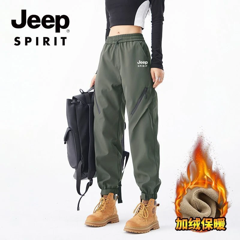 JEEPSPIRIT吉普软壳冲锋裤加绒美式三防户外防风防水机能工装裤潮