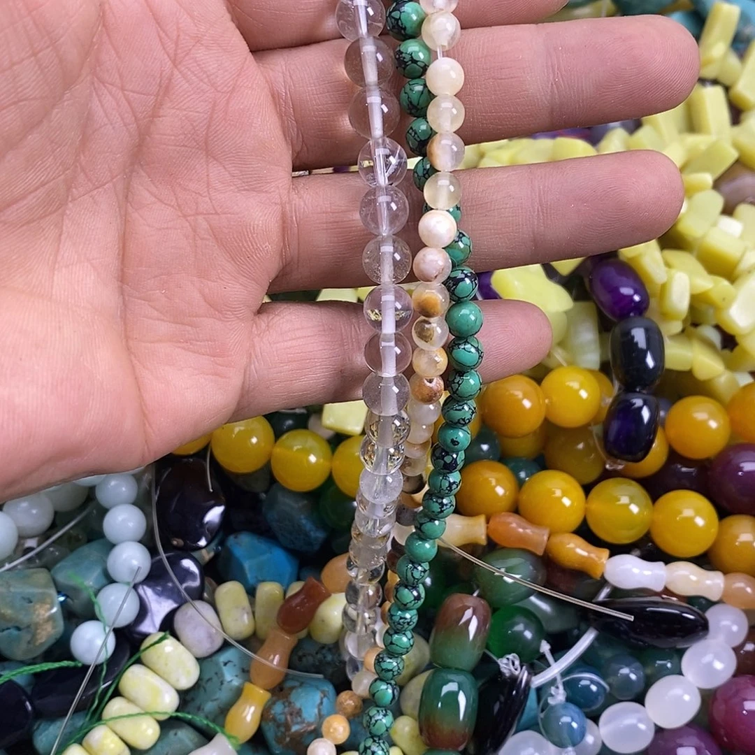 玛瑙/玉髓未镶嵌珠宝半成品圆珠三条装
