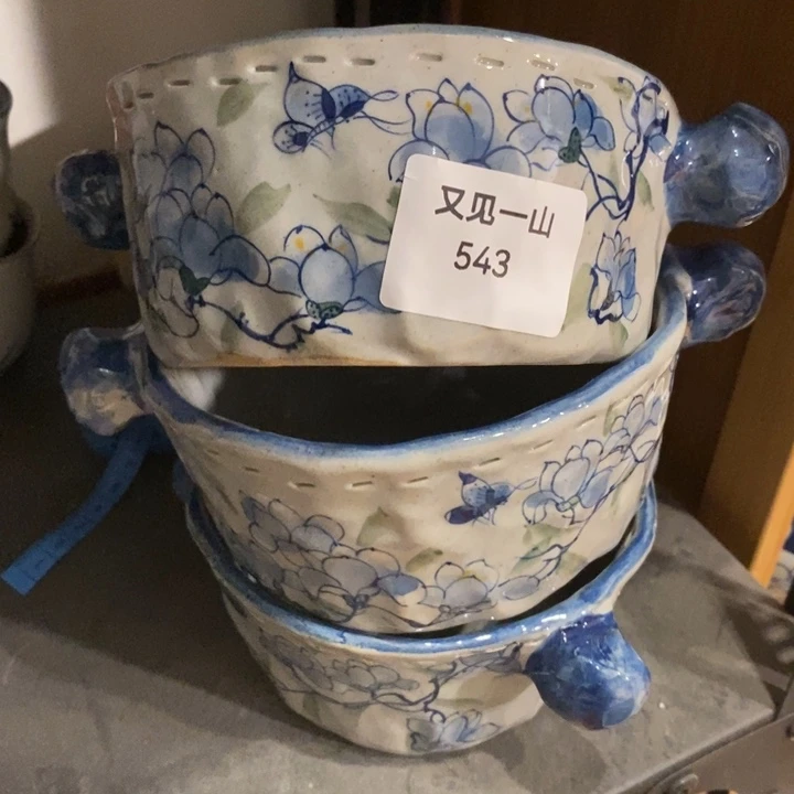 景德镇手绘手捏玉兰花碗