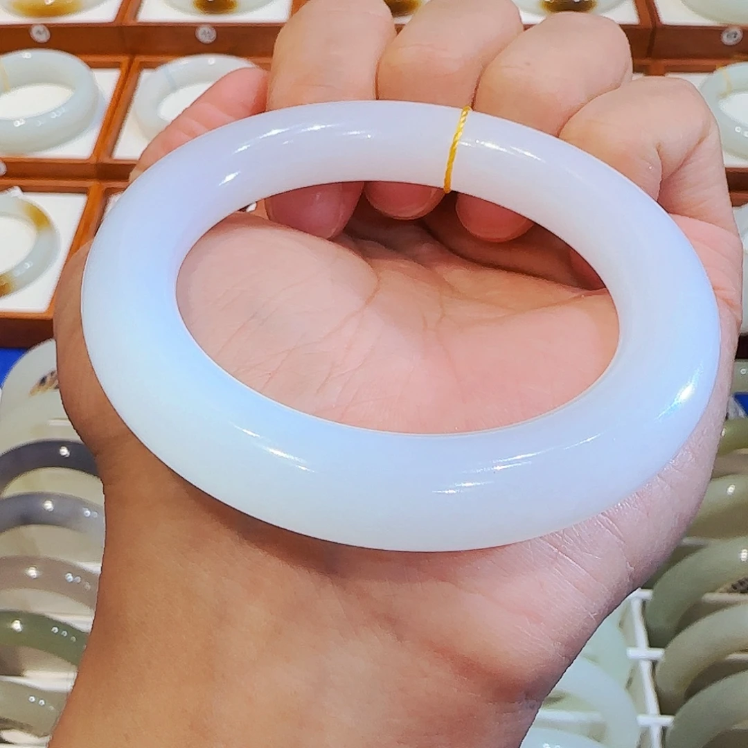 和田玉未镶嵌手镯胖圆一级白羊脂玉56 57 58