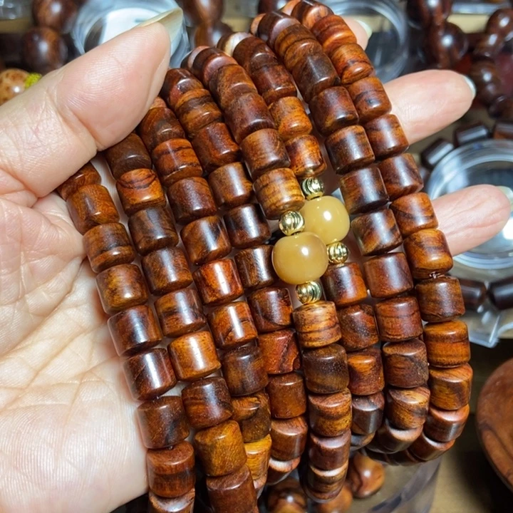 阿***记黄花梨/降香黄檀海南黄花梨桶珠尺寸1.0的两串