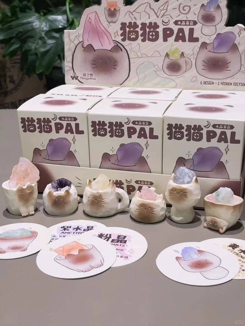 【拆开不退不换】猫猫PAL水晶创意潮玩盲盒可爱动物工艺品小摆件