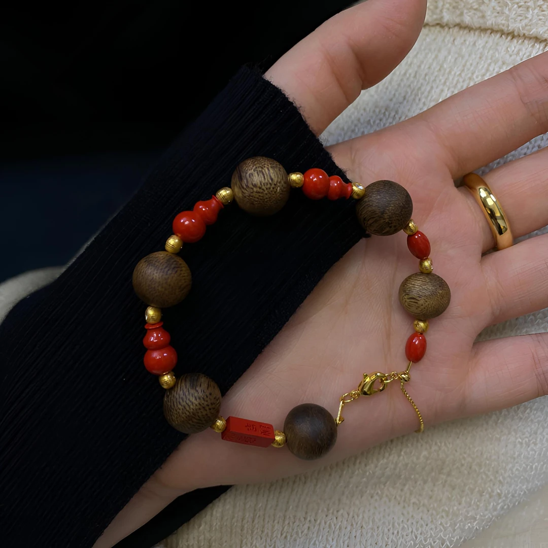 含辰砂工艺品宜修·原创设计红砂手镯沉香彰显独特韵味新中式调性