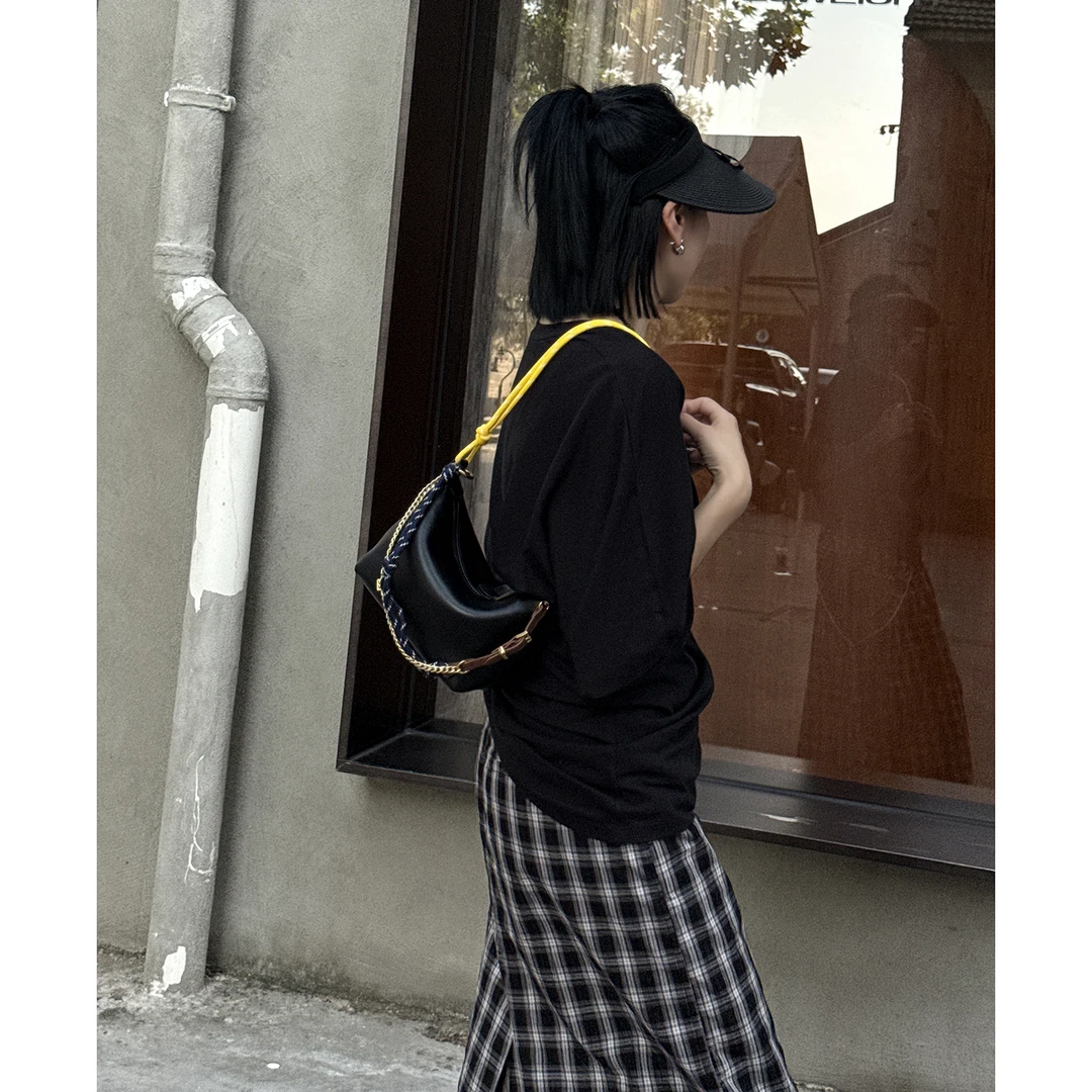 JISHE即奢25C贵版本羊皮饭盒包腋下hobo便当包AL6013