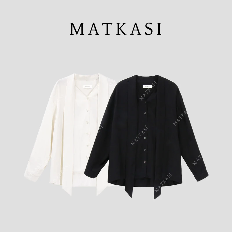 MATKASI 时尚设计感日常百搭舒适感穿搭三醋酸V领系带领带衬衫