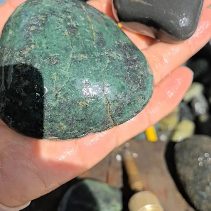 石材奔*藏玉药王石原石手把件