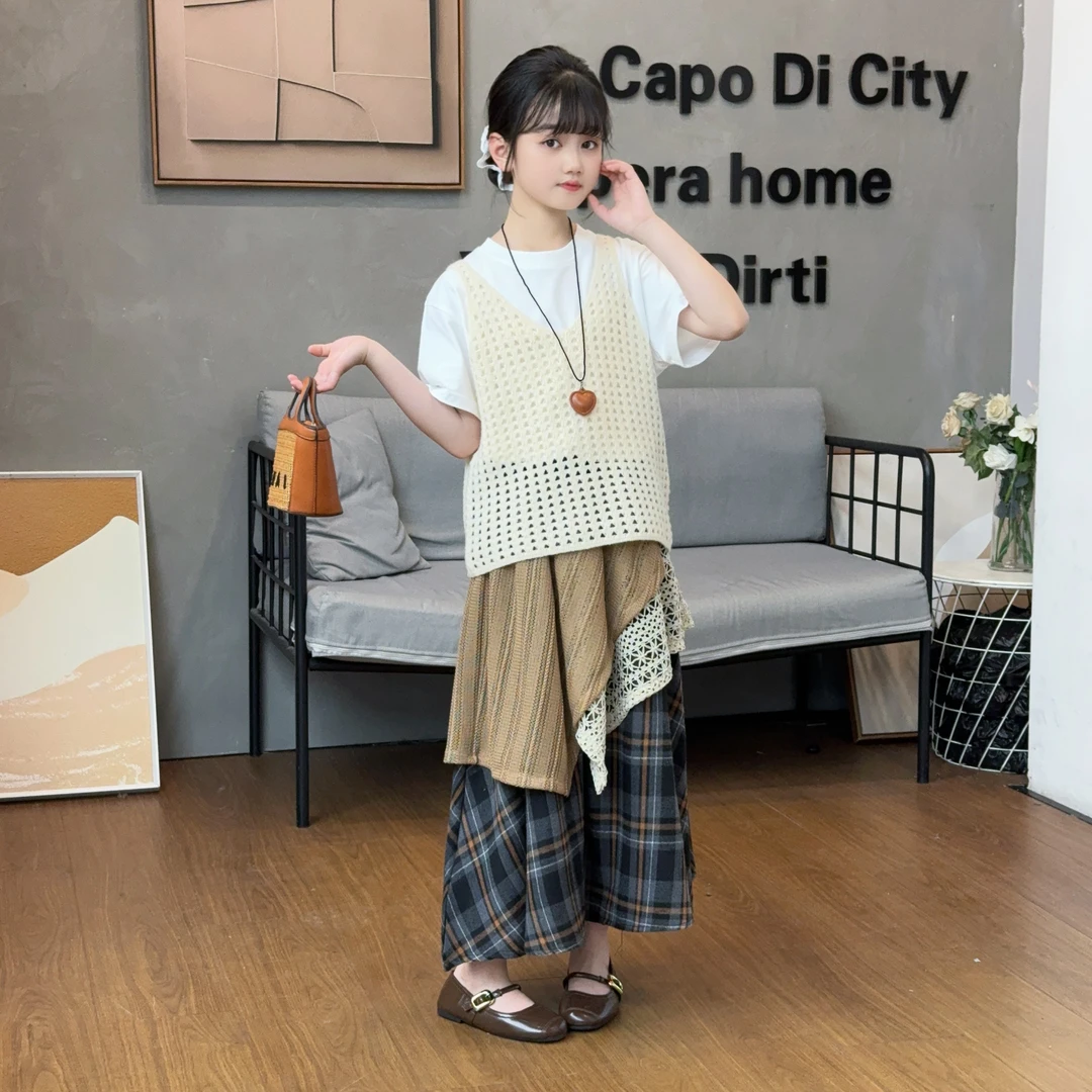 不规则裙夏季纯色百搭女半身裙女童短裙小香风洋气童装夏装