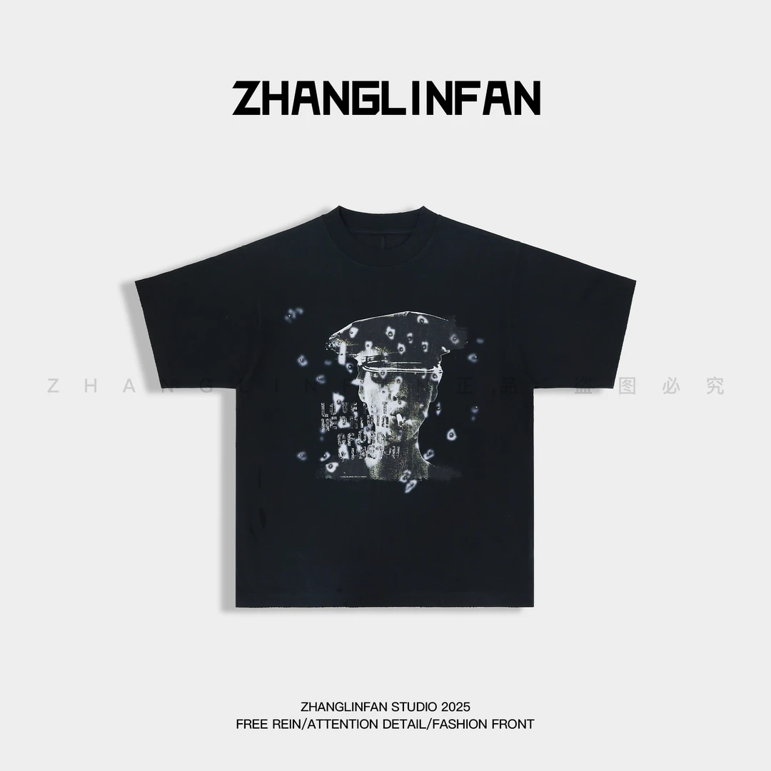 【张临帆】25S/S “摩登女郎” 300克精梳棉 散位烫钻工艺微阔短袖T恤