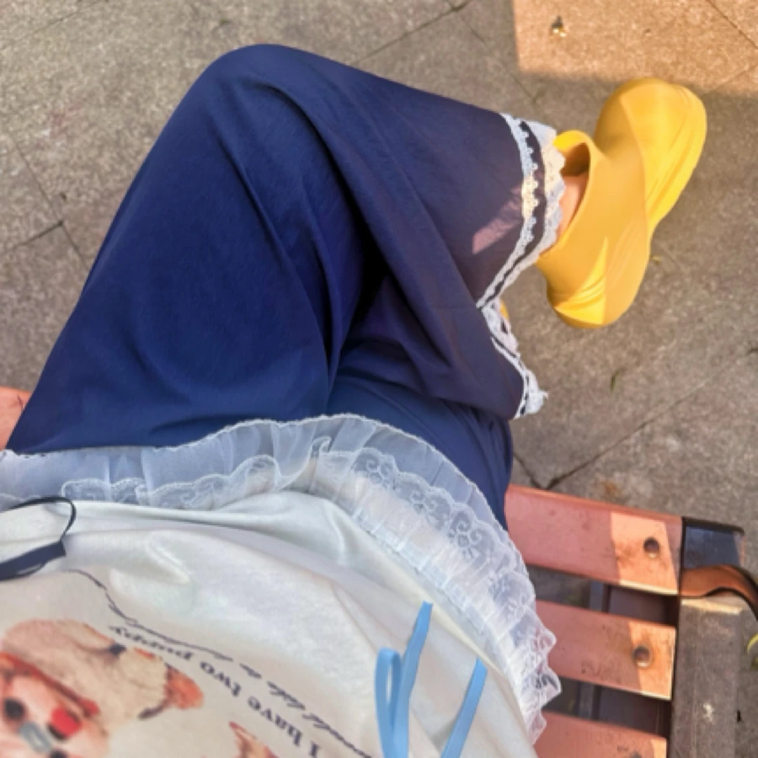 夏季薄款蕾丝花边拼接高腰显瘦牛仔阔腿长裤女款