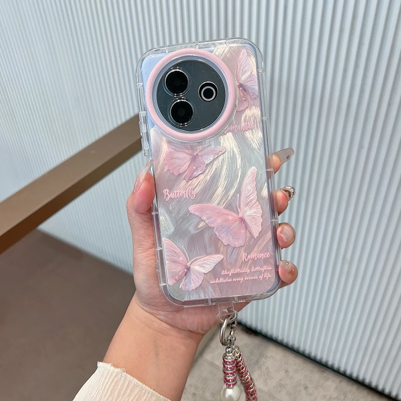 适用于vivoy300i手机壳新款高级感羽纱蝴蝶女款全包防摔网红ins