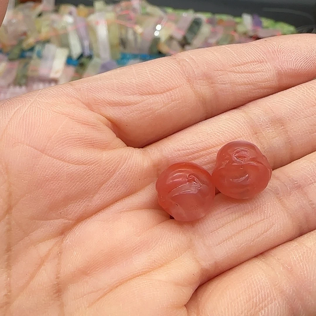 玛瑙/玉髓合金珠宝半成品南红弥勒2颗