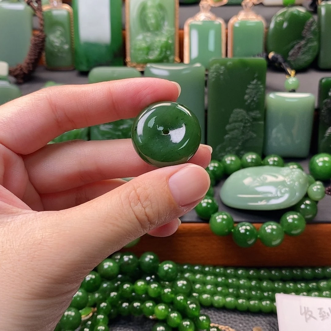 和田玉（碧玉）未镶嵌颈饰碧玉平安扣吊坠（福利）