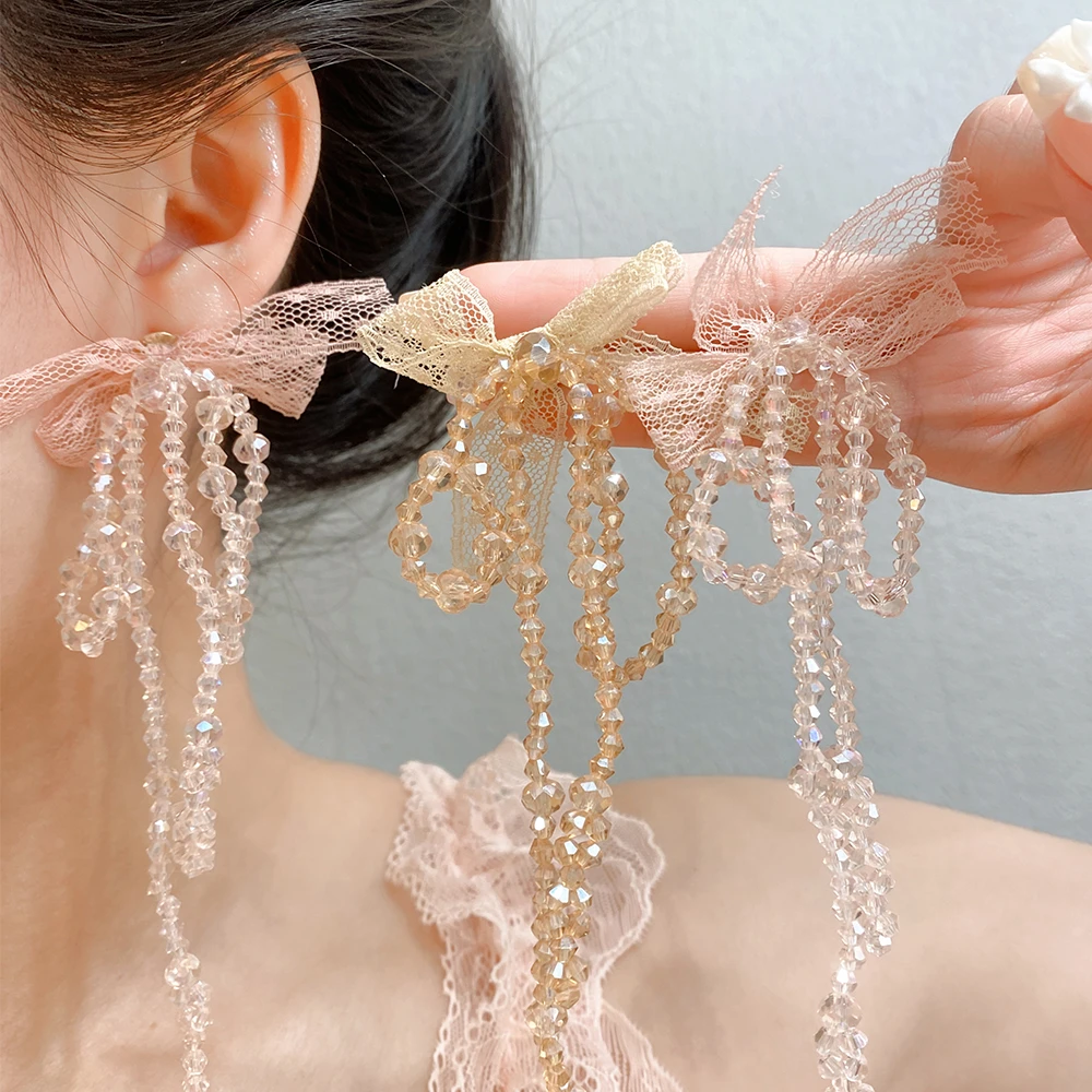 合金布艺耳饰 耳钉仙气气质时尚白色金色百搭轻奢网纱饰品女款