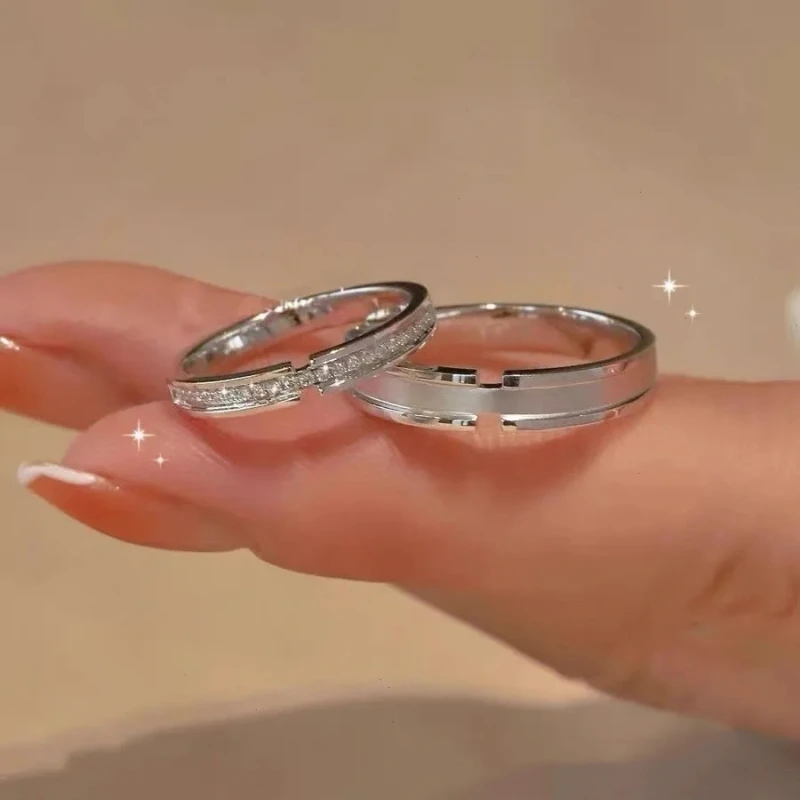 老凤祥999纯银情侣戒指一对情侣款蒹葭闭口足银对戒送男女友情人