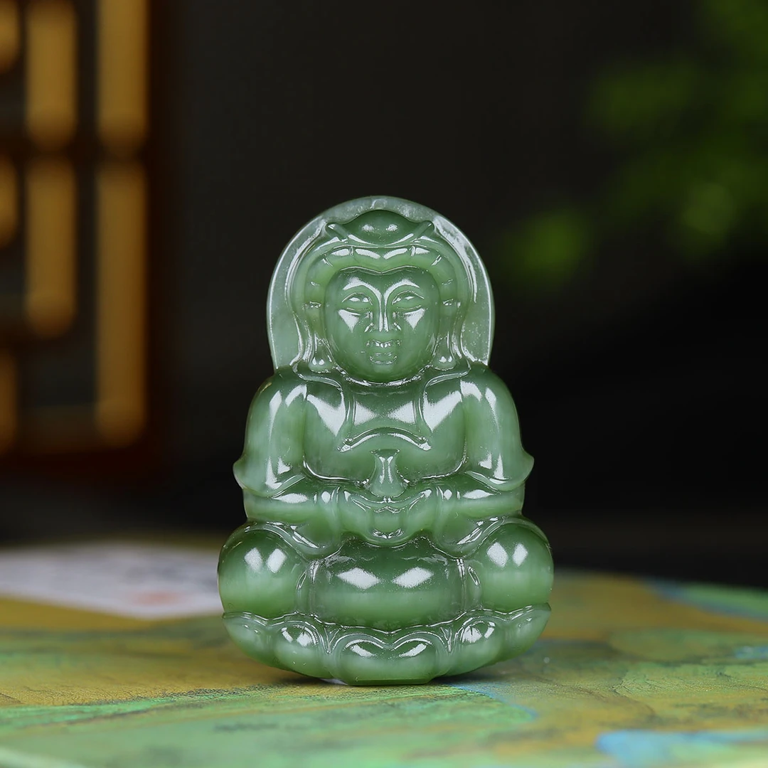 111315和田玉碧玉净瓶观音挂件