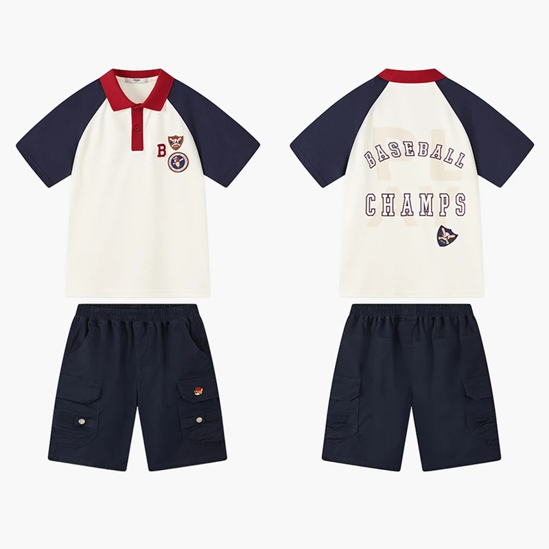 MQD童装潮牌25夏新品polo上衣男童夏装套装衣服儿童TCW0414E