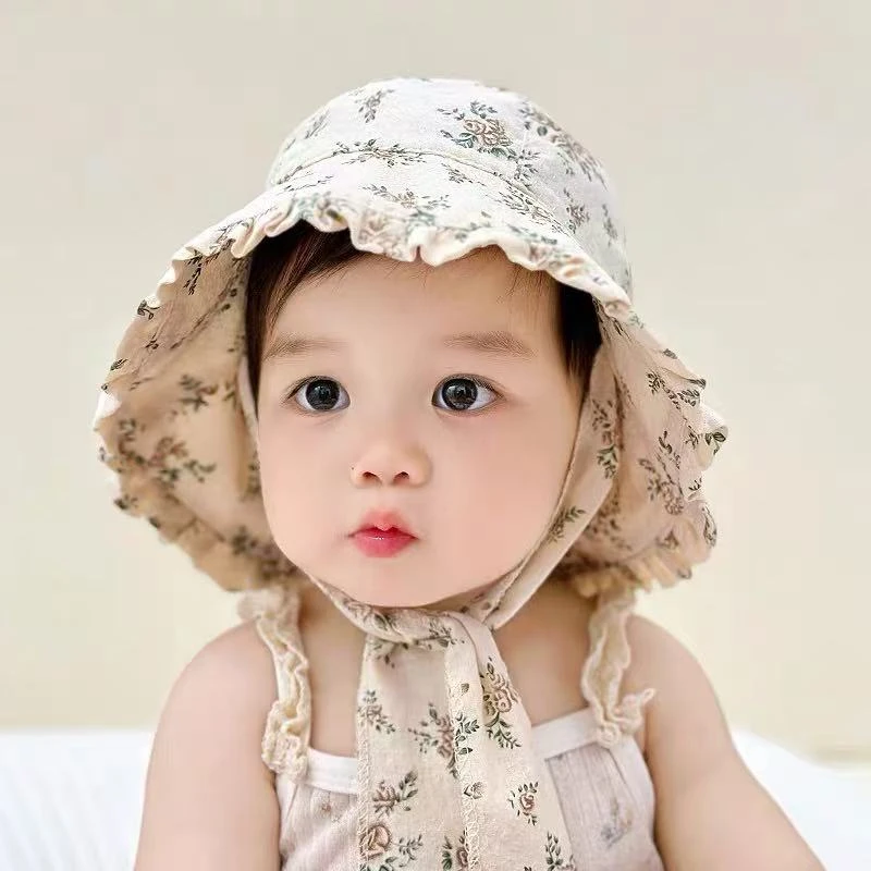 儿童帽子女宝宝遮阳帽春秋夏季新款女童防晒盆帽太阳婴儿防晒大檐