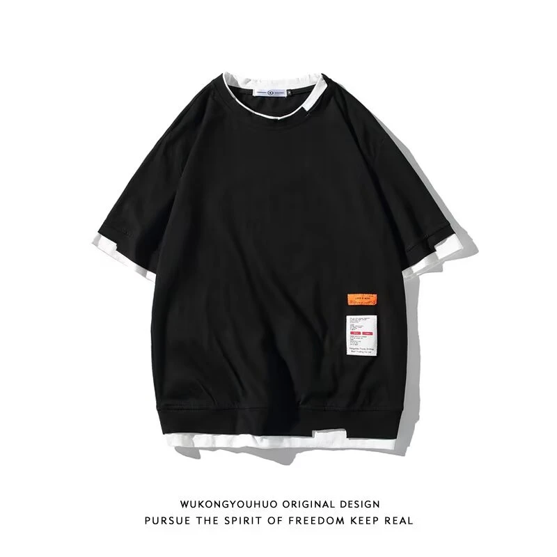 【Rich】短袖t恤男潮牌夏季宽松五分袖2024年新款网红潮流ins简约