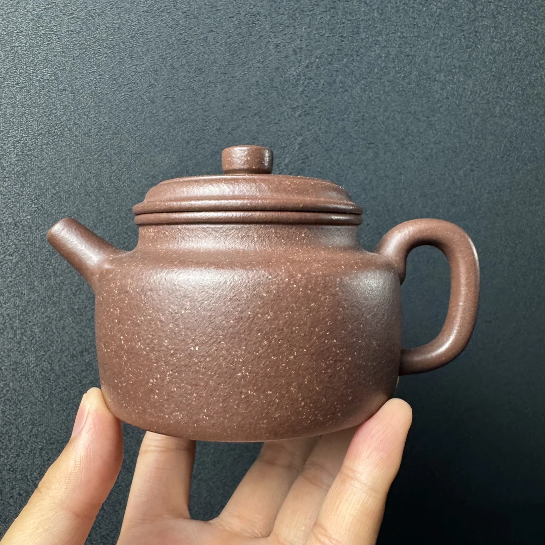宜兴紫砂壶黄龙山原矿泥料全手工桃花泥德中260CC共生天青