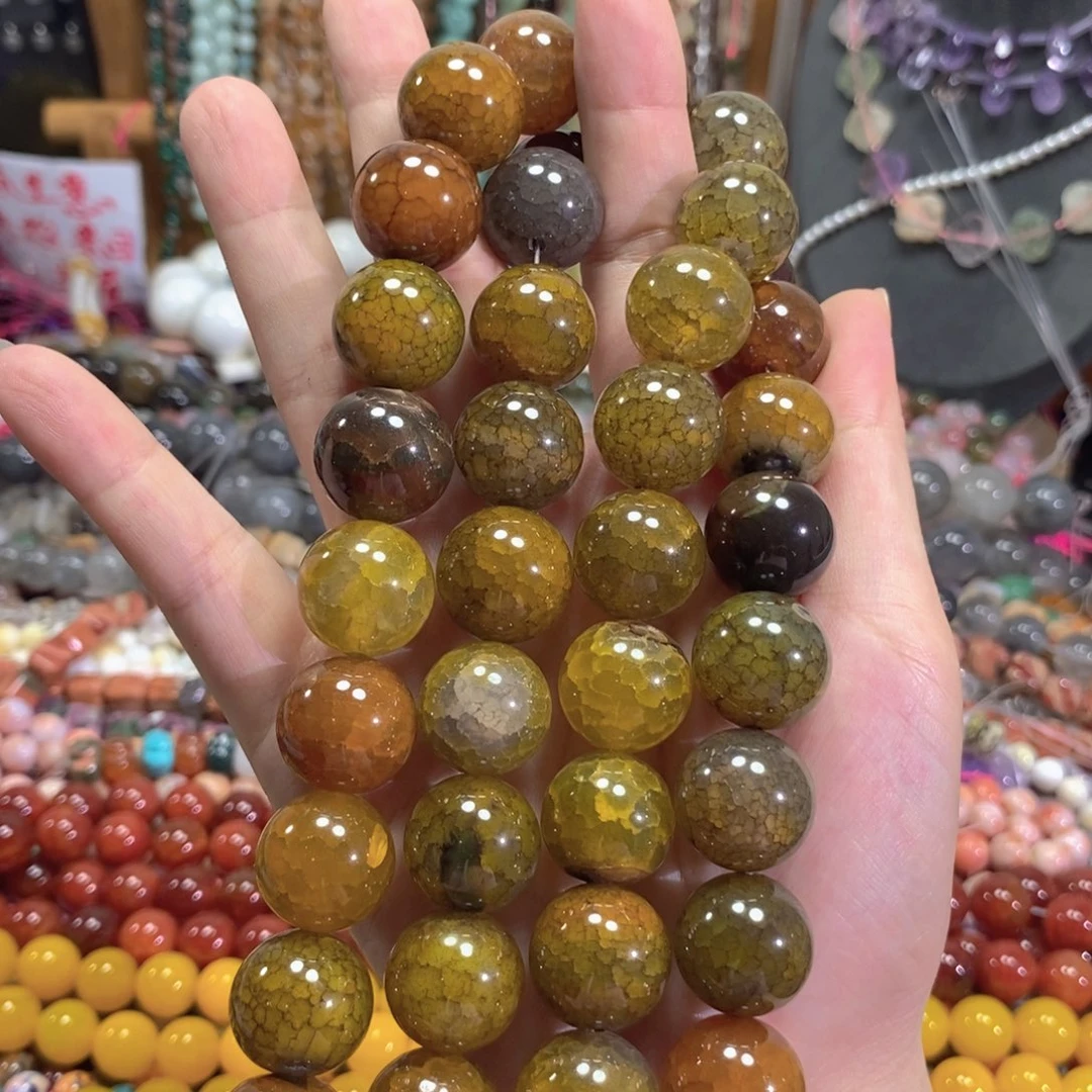 未镶嵌玛瑙/玉髓珠宝半成品龙鳞玛瑙一条卡18mm