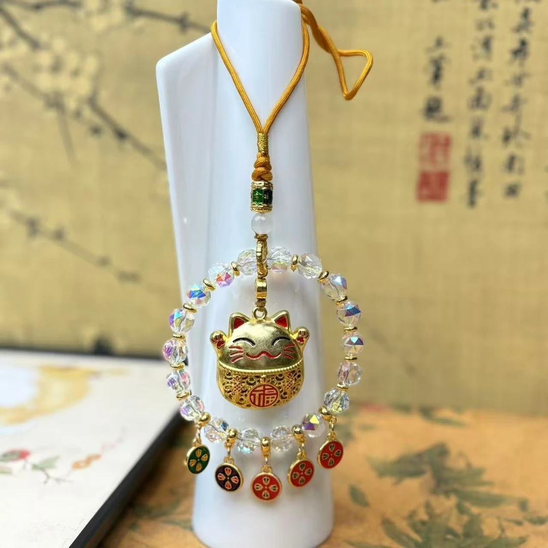 DG-1290-炫彩水晶挂件-招财猫车挂件