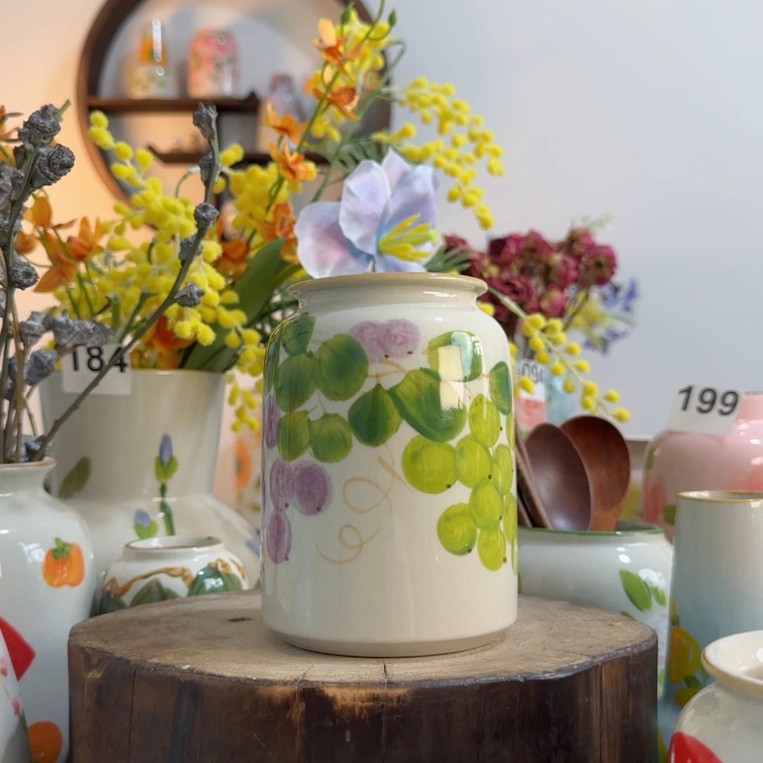 摆件景德镇手绘陶瓷花瓶摆件无孔