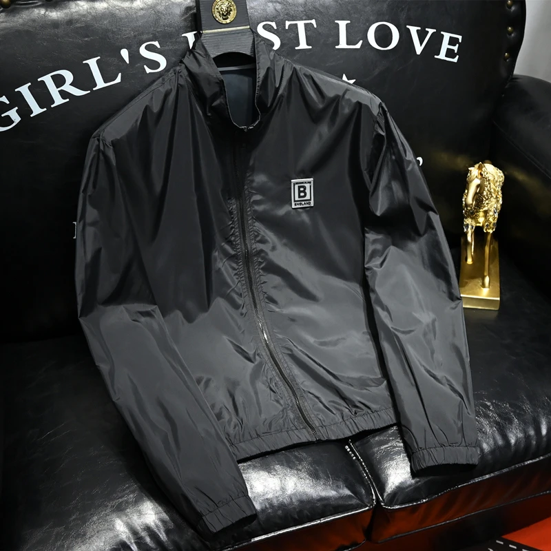 曼库帕娅秋季新款时尚百搭男士立领夹克衫休闲修身简约百搭外套