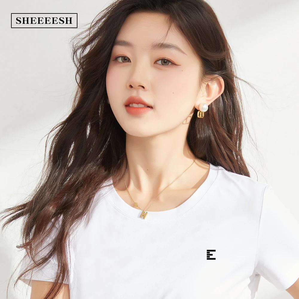 2025新款夏季圆领短袖T恤女装正肩宽松半袖显瘦时尚休闲百搭上衣