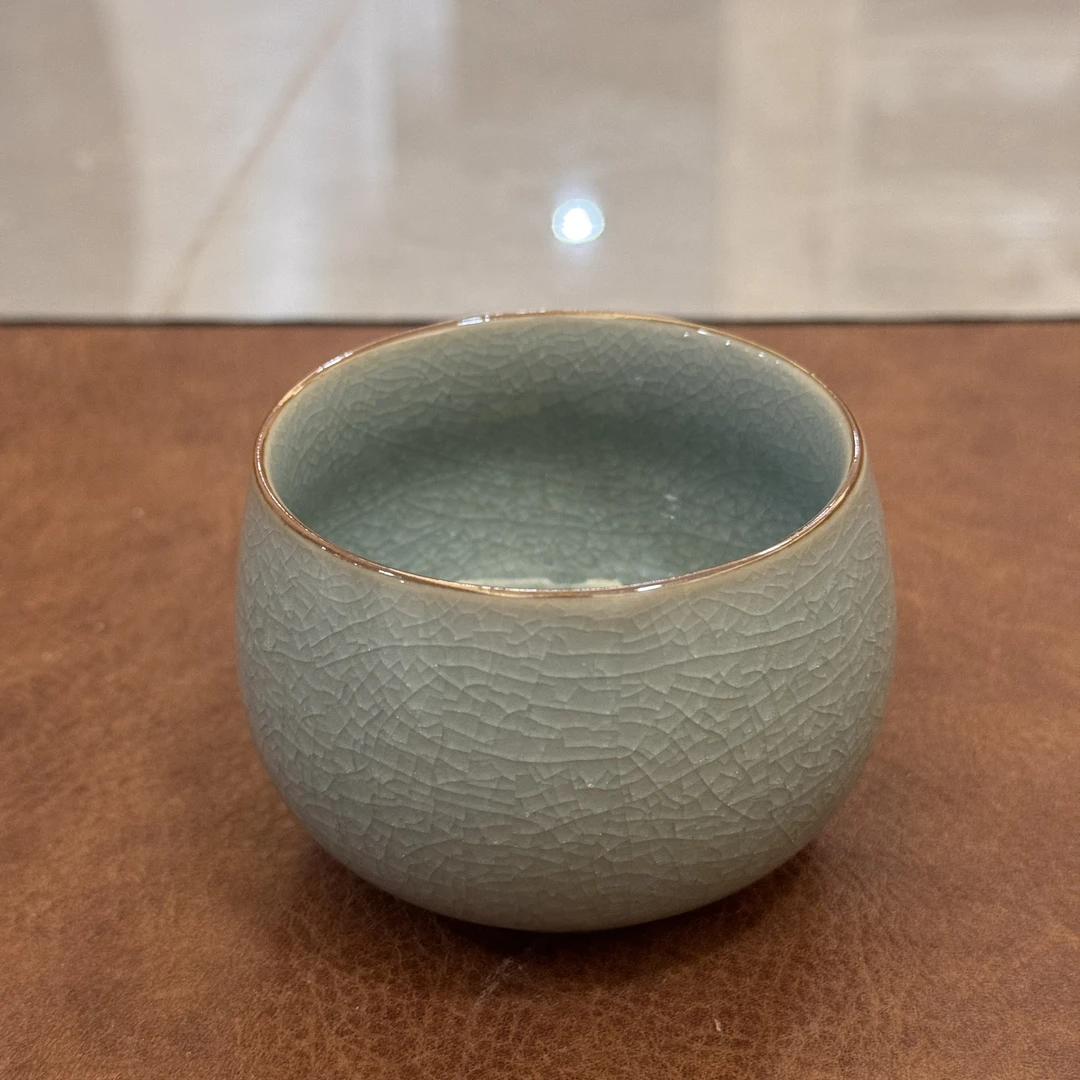 0139-冰花开片陶瓷汝窑茶杯家用功夫茶具个人品茗主人杯