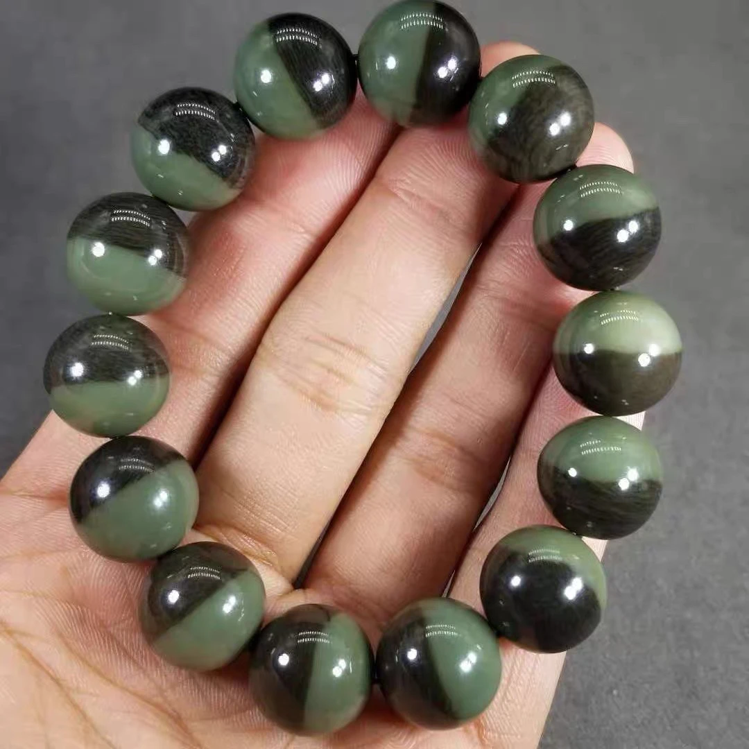 和田玉聚宝盆圆珠手串新疆天然男女男士手链玉石