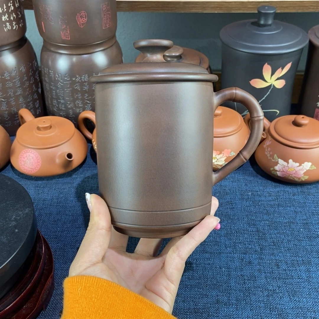 7建水紫陶手工素面办公杯500c