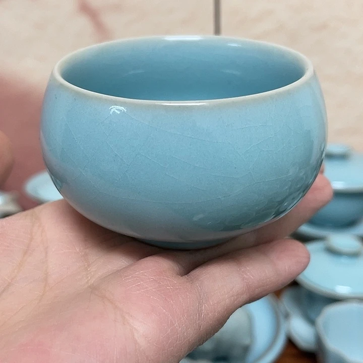 杯子赵志强天蓝大禅定底部微缩釉