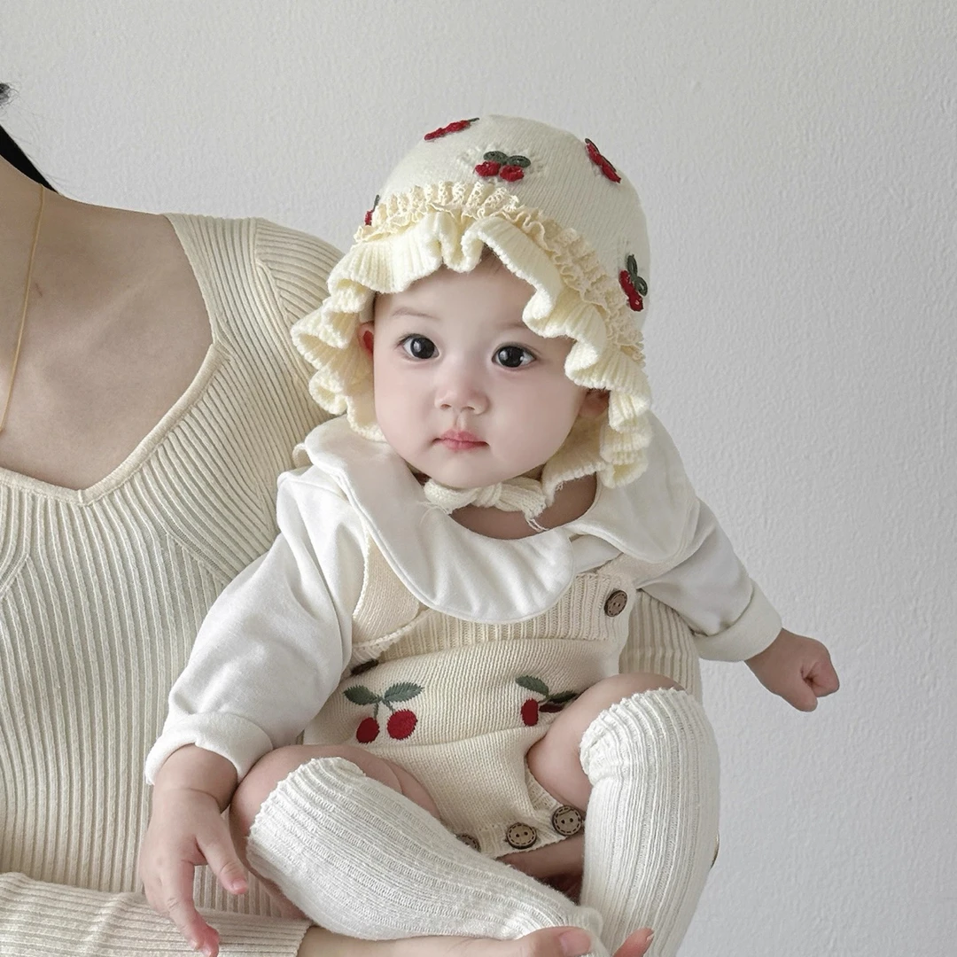 宝宝帽子冬天毛线帽可爱韩版加厚保暖公主帽婴幼儿防风针织护耳帽