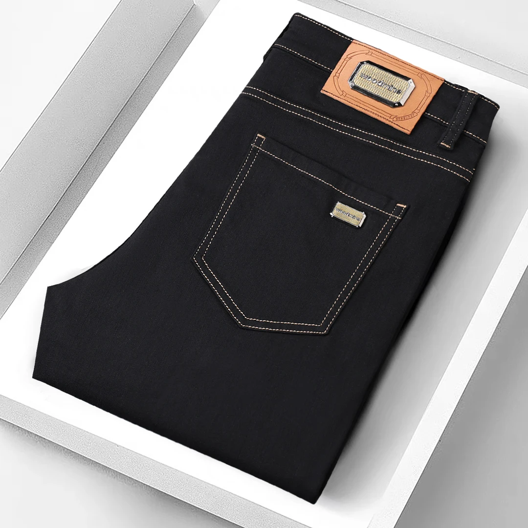 2025秋季新款锁色明线男士牛仔裤商务休闲弹力男裤小脚牛子裤修身