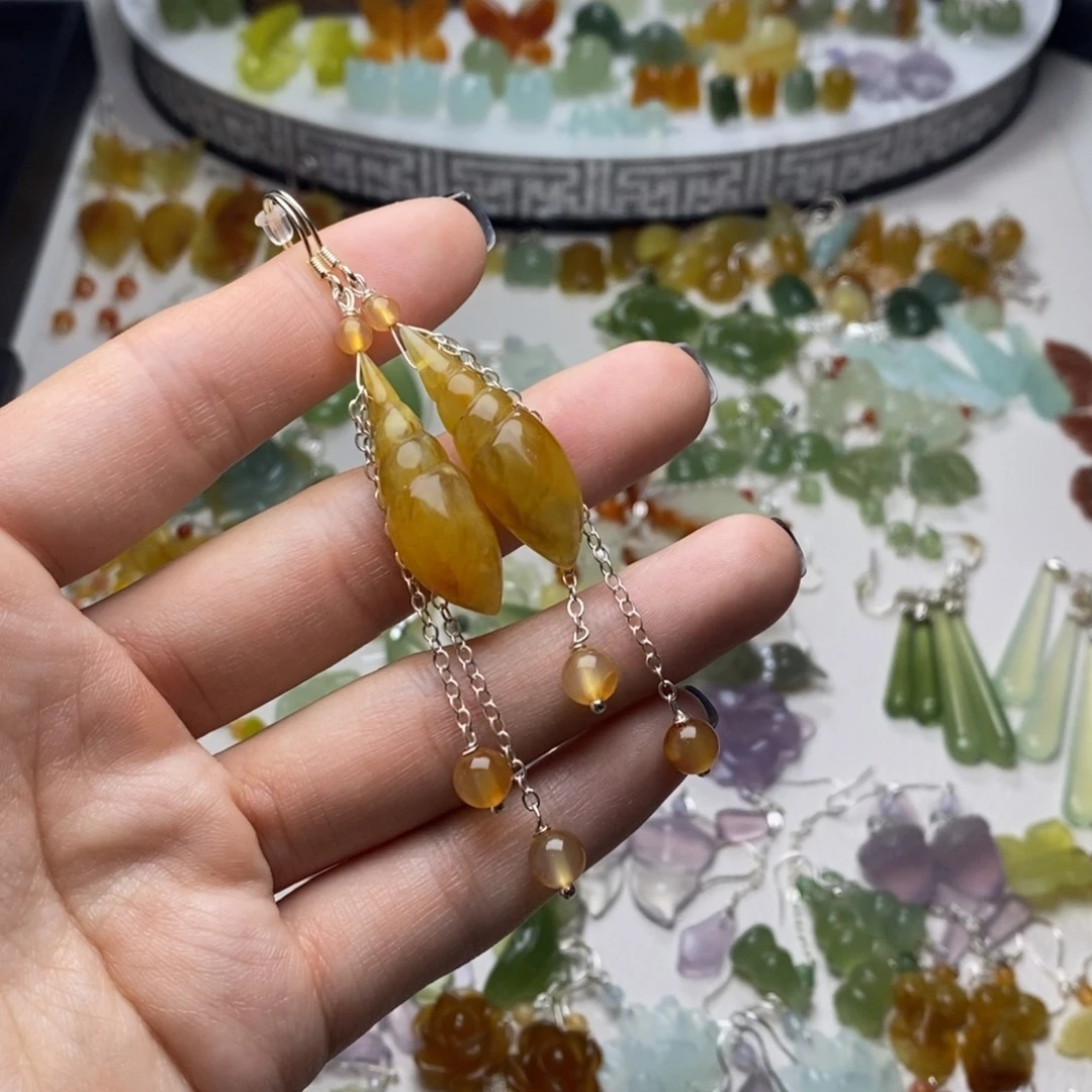 蛇纹石玉合金耳饰/颈饰