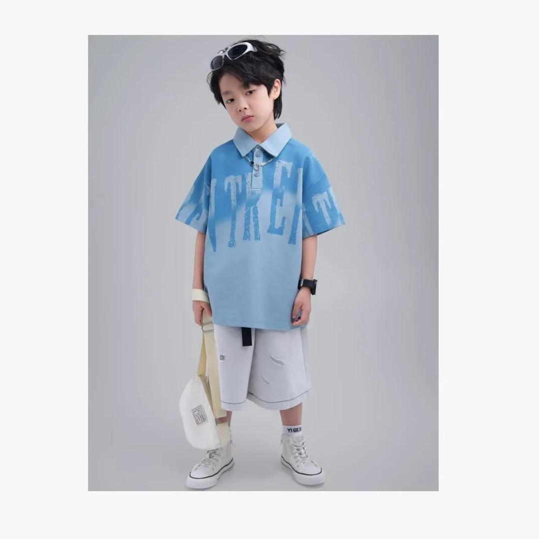 【现货】时尚男女童polo港风儿童韩版透气时尚中大童短袖T恤YG6720