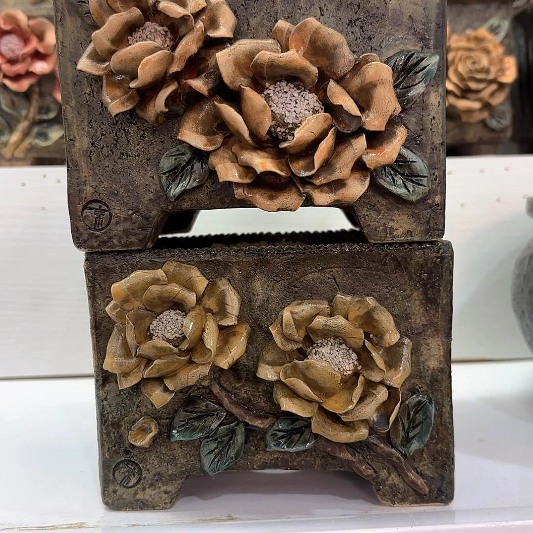 临****馆青墨花器麦饭石花盆